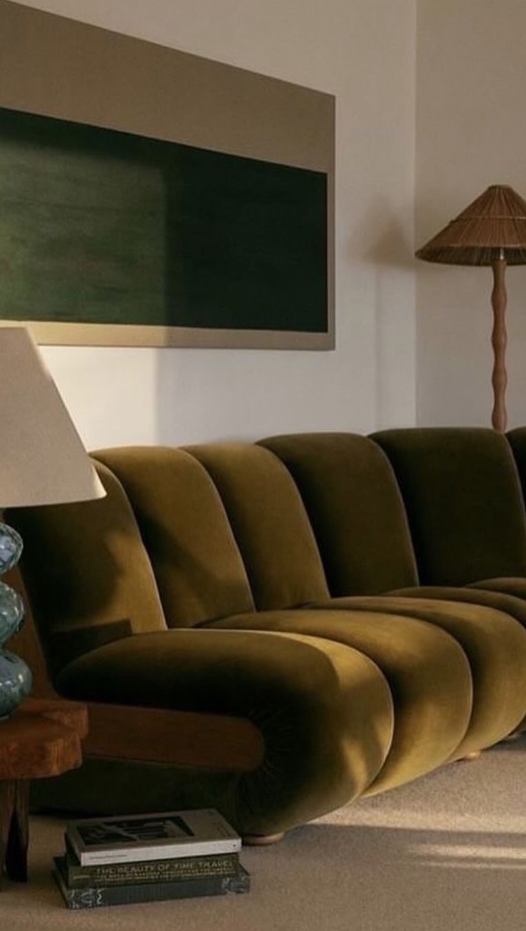 Material studies — olive velvet seating